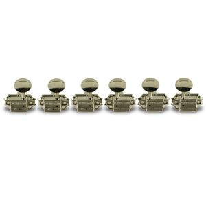 Kluson 3 Per Side Vintage Diecast Series Tuning Machines Nickel With Metal Oval Button