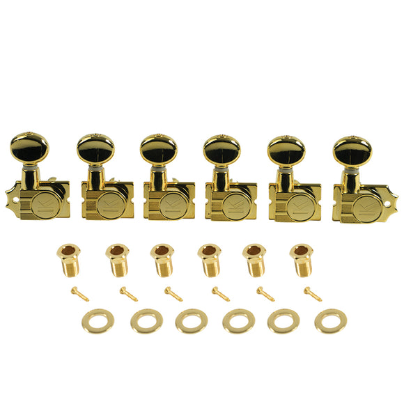 Kluson 6 In Line Revolution Series H-Mount Tuners Nickel