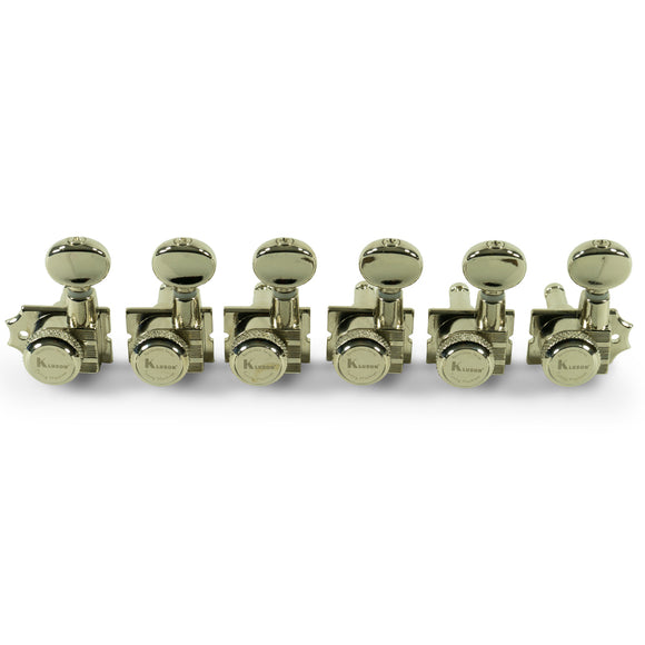 Kluson 6 In Line Left Hand Locking Revolution Series H-Mount Tuners Nickel