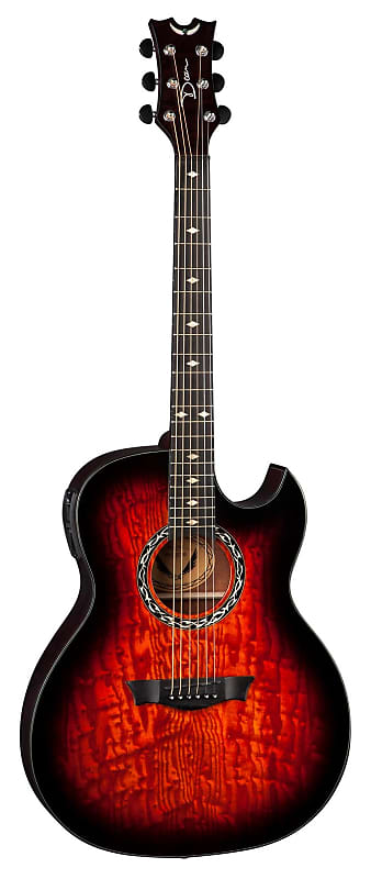 Dean Exhibition Thin Body Quilt Ash Acoustic-Electric Tiger Eye, EXQA TGE