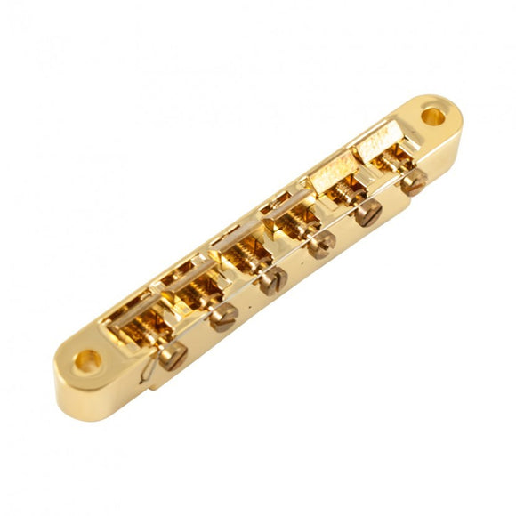 Kluson USA Replacement Wired ABR-1 Tune-O-Matic Bridge With Unplated Brass Saddles Gold