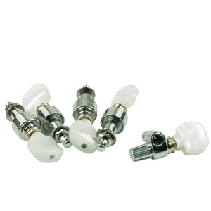 Grover Geared Banjo Pegs (Set of 5) Chrome Round Pearloid Buttons