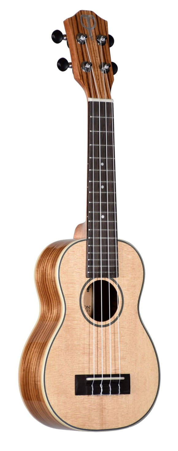 Teton TS160ZWG Soprano Ukulele, solid spruce top, zebra wood back & sides