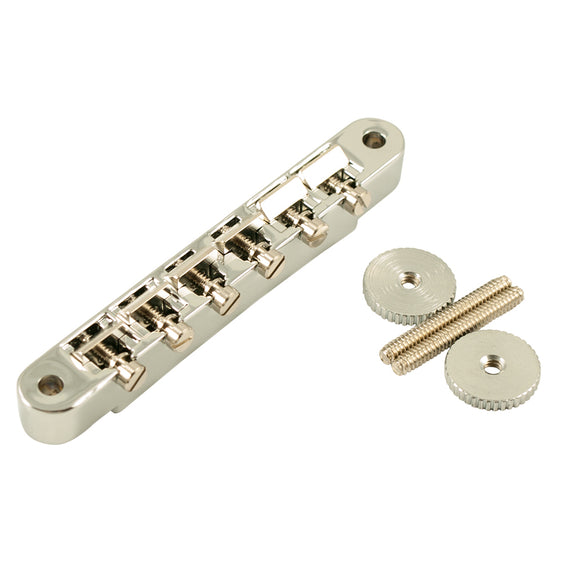 Kluson USA Replacement Non-Wired ABR-1 Tune-O-Matic Bridge Chrome w/ Brass Saddles