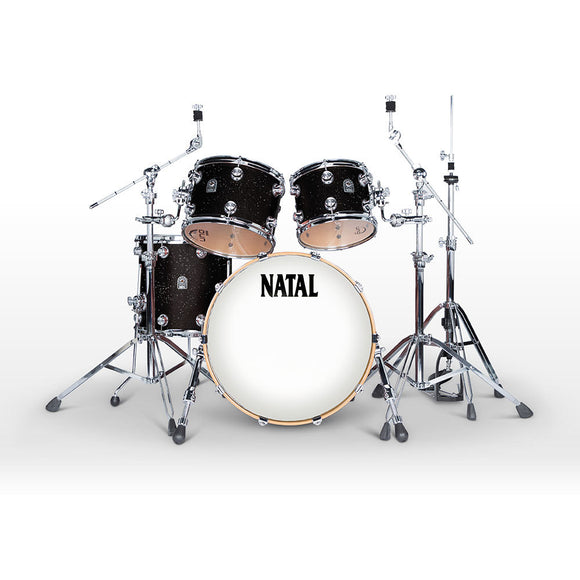 Natal Maple Trad Custom Kitmaple  Custom Kit Black Metallic Chrome H/W No Snare Kma Trc Bm1