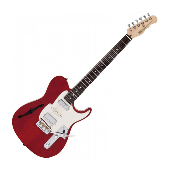 Fret King FKV22TR C. S. Semitone De Luxe, Thru Red, Semi-Acoustic/Chambered, Wilkinson WVT Vibrato