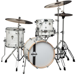 ddrum Speakeasy Flyer 4-Piece 8x12 Rack Tom, 14x14 Floor Tom, 14x18 Bass, 5.5x14 Snare,White Pearl