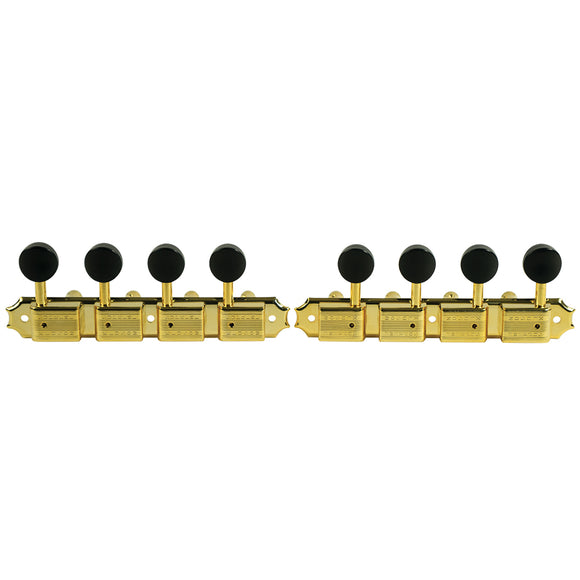 Kluson 4 On A Plate Supreme Series A Style Mandolin Tuning Machines Gold With Black Buttons