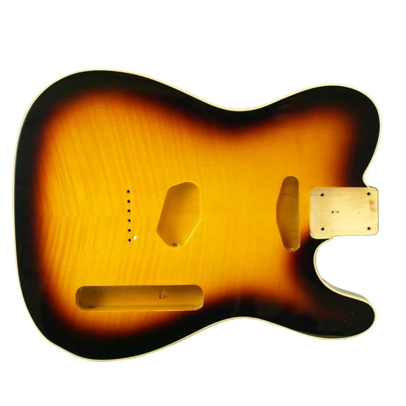 WD Premium Finished Replacement Body For Fender Telecaster Flame Tobacco Sunburst Alder/Bound Flame Maple Top