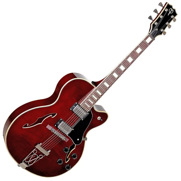 Teton F1433FMWR Flame Maple Hollow Body w/Case, Wine Red, New, Free Shipping