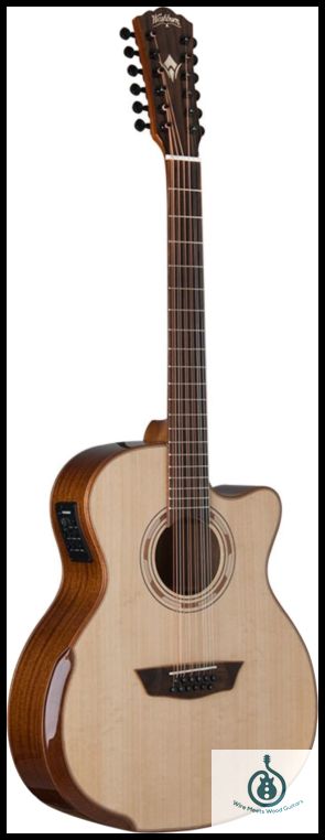 Washburn Comfort Series WCG15SCE12 Grand Auditorium Cutaway Acoustic Electric w/ Solid Sitka Spruce
