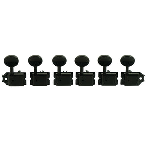 Kluson 6 In Line Deluxe Series Tuners - Single Line - Gold w/ Oval Metal Buttons