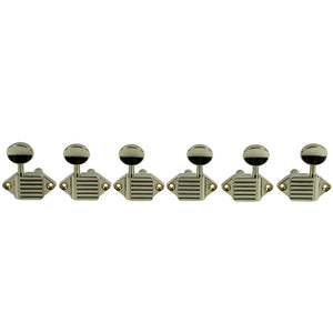 Kluson 3 Per Side Vintage Diecast Series Waffleback Tuning Machines Nickel With Oval Metal Buttons