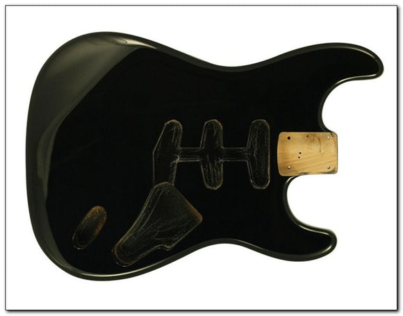 Stratocaster Body Black Hardtail (No Trem Cut)