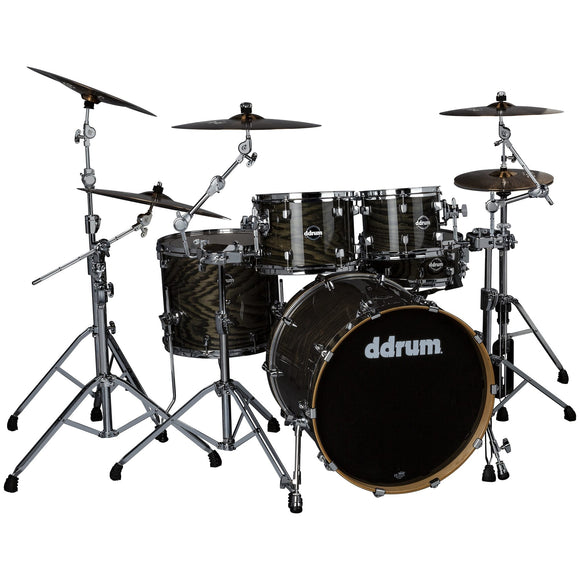 ddrum Dominion Birch 5pc Shell Pack w/ Ash Veneer Transparent Black