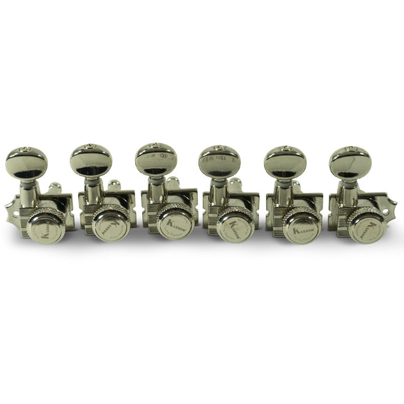 Kluson 6 In Line Locking Revolution Series H-Mount Tuners Nickel