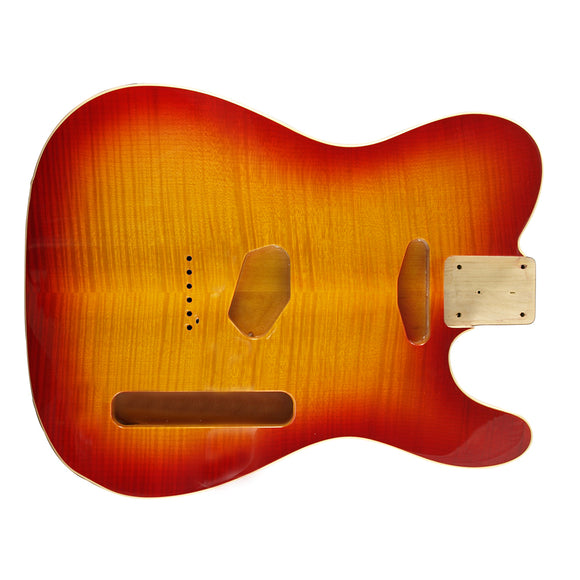 WD Premium Finished Replacement Body For Fender Telecaster Flame Cherry Sunburst Alder/Bound Flame Maple Top