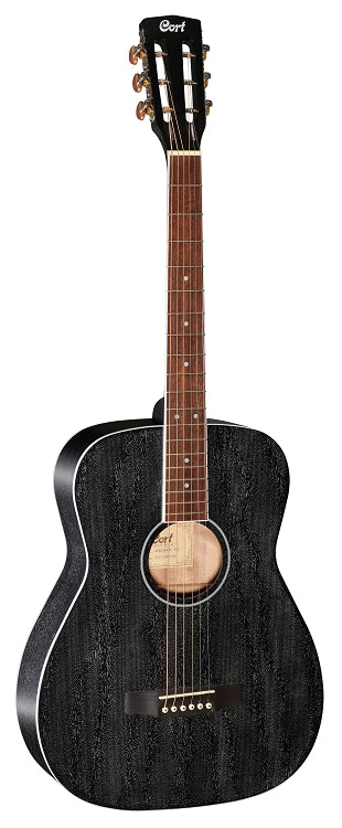 Cort Standard Series AF590 Acoustic Guitar, Concert Body, Fishman Sonitone, Black Open Pore