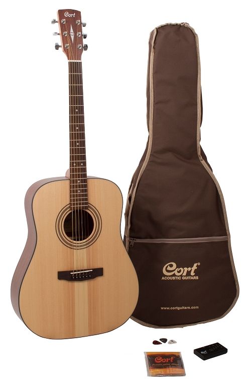 Cort Earth Series Acoustic Guitar Pack; Gig Bag, Chromatic Tuner, Picks, Strings & DVD, Free Shippin